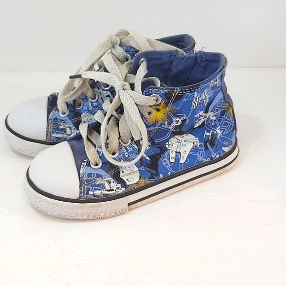 SKECHERS | STAR WARS Boys High Top Sneakers Blue White Size 9 - Picture 3 of 8